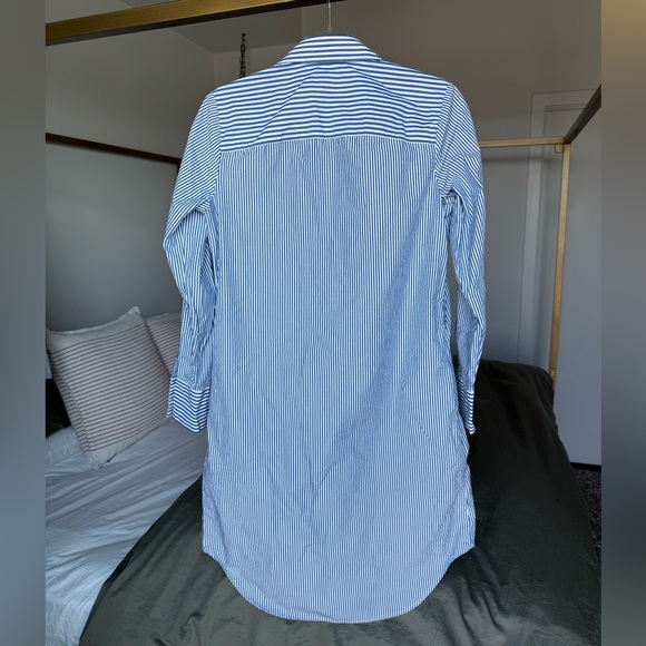 Calvin Klein Striped Button-Up Shirt Dress Womens 4 Blue Long Sleeve Y2K Capsule - Picture 2 of 5